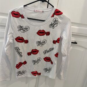 White and Red Graphic Kids Shirt